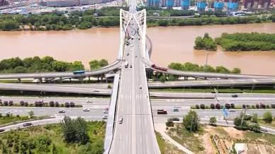 地标兰州市深安黄河大桥4K航拍视频的预览图